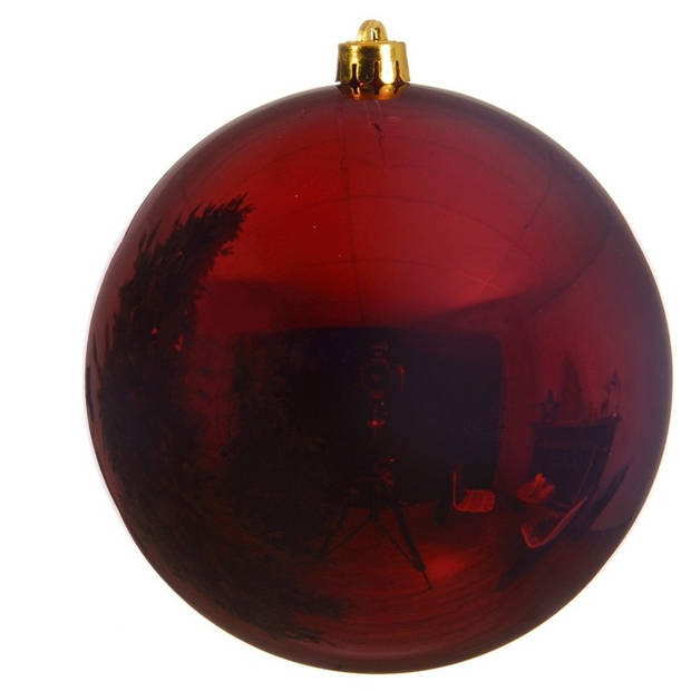 2x stuks grote kerstballen van 20 cm glans van kunststof goud en rood - Kerstbal