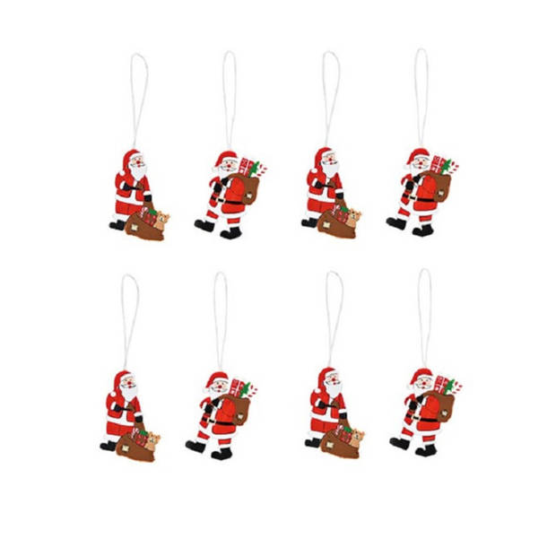 16x stuks houten kersthangers kerstmannen en sneeuwpoppen 6 cm - Kersthangers