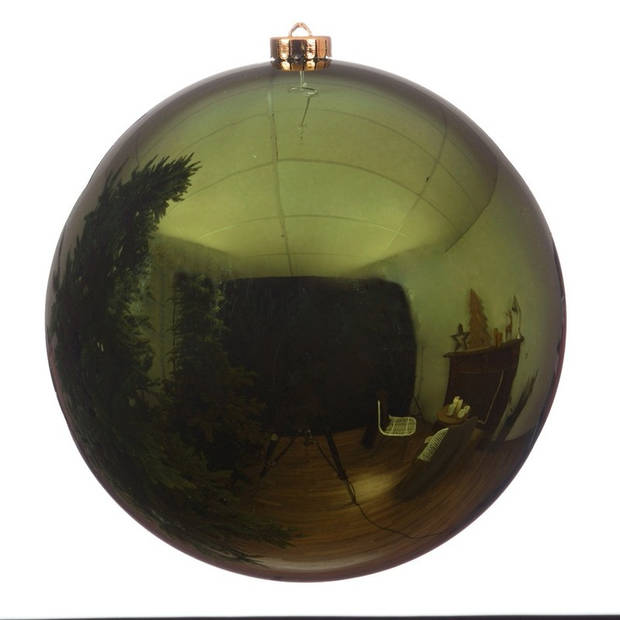 Grote kerstballen 2x stuks donkergroen 14 en 20 cm kunststof - Kerstbal