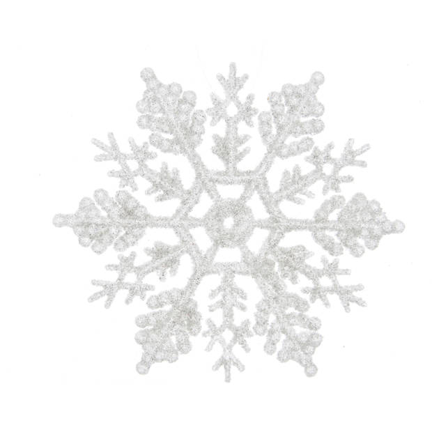 Decoris Kersthangers - sneeuwvlokken - 12ST - wit - 10 cm - Kersthangers