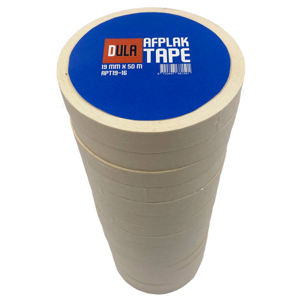 DULA Schilderstape - 16 rollen - 19mm x 50m - Afplaktape - Masking tape