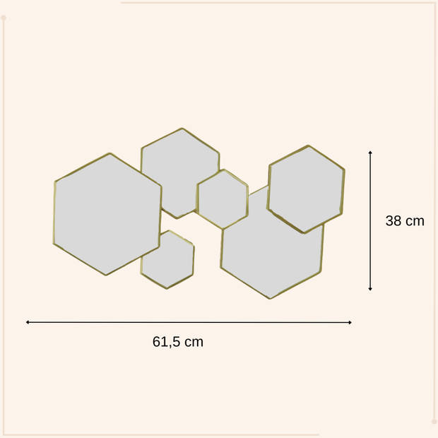 MISOU Spiegel Hexagon - Goud - 61,5x38cm - Spiegels - Wandspiegel