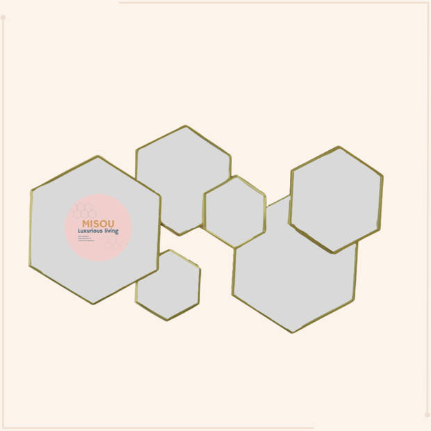 MISOU Spiegel Hexagon - Goud - 61,5x38cm - Spiegels - Wandspiegel