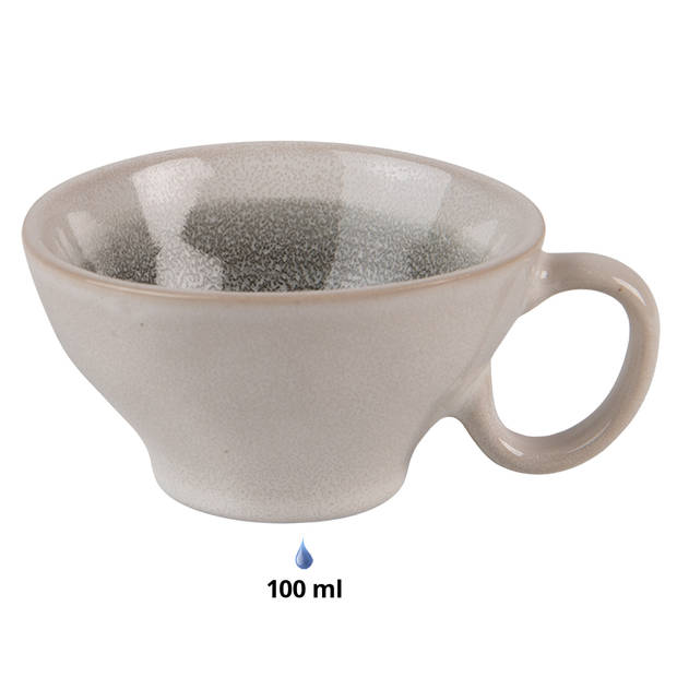 Clayre & Eef Kop en schotel 100 ml Grijs Groen Keramiek Servies Grijs Servies