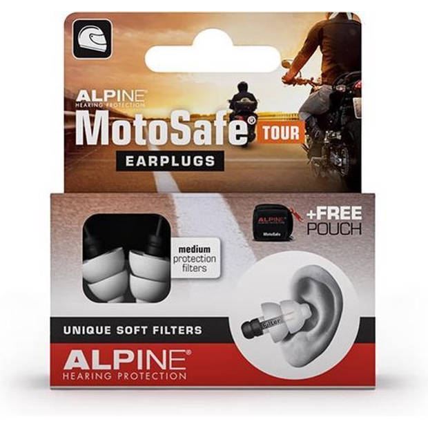 Alpine MotoSafe Tour Motor oordoppen voor Touring - Voorkomt gehoorbeschadiging - Verkeer hoorbaar - hypoallergeen