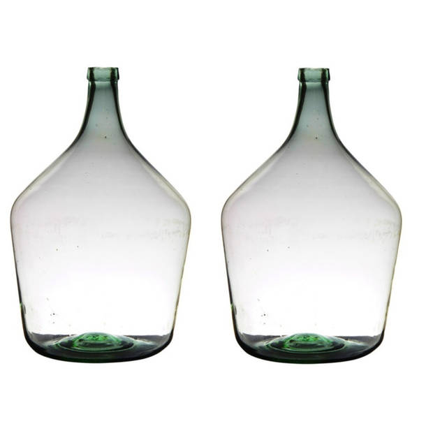 2x stuks luxe stijlvolle flessen bloemenvaas/bloemenvazen 46 x 29 cm transparant glas - Vazen