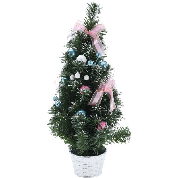 Kunstboom/kunst kerstboom inclusief kerstversiering 50 cm kerstversiering - Kunstkerstboom