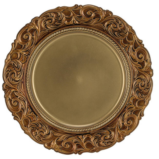 1x Ronde kaarsenborden/onderborden goud kunststof D36 cm - Kaarsenplateaus