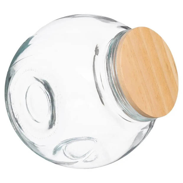 Snoeppot/voorraadpot 2L glas met houten deksel - Voorraadpot