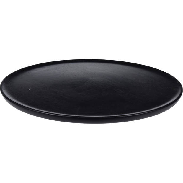 Rond kaarsenbord/kaarsenplateau zwart hout D38 cm - Kaarsenplateaus