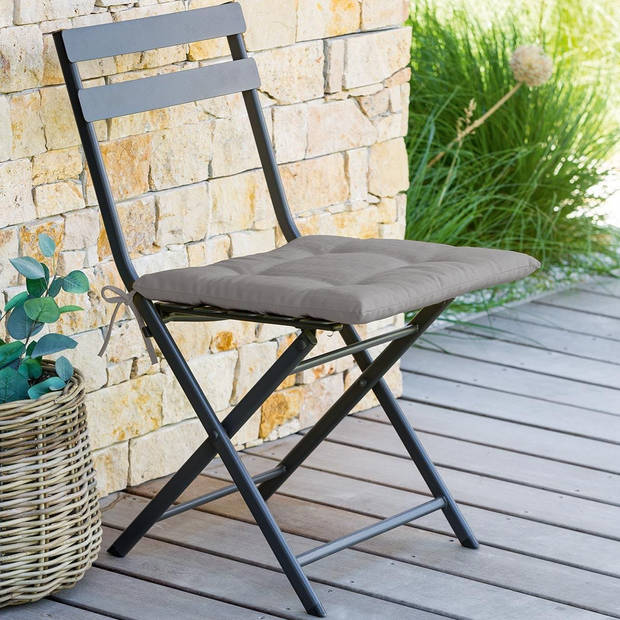 Set van 2x stuks stoelkussens voor binnen en buiten in de kleur grijs 40 x 40 x 4 cm - tuinstoelkussens