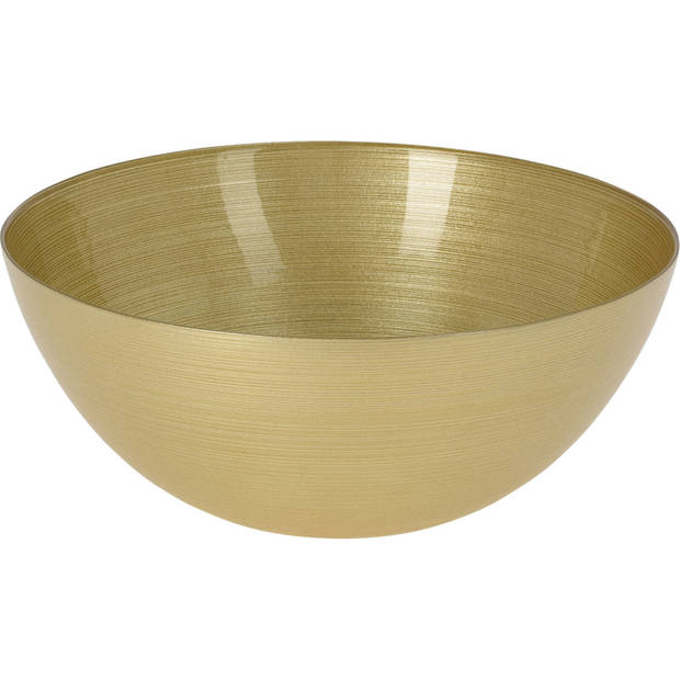 Decoratie schaal/fruitschaal van glas goud rond D28 x H11,5 cm - Fruitschalen