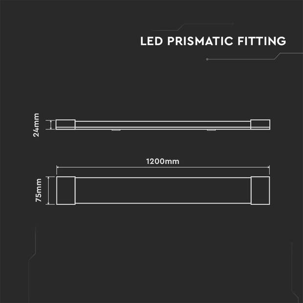 V-TAC VT-8-40-N Weiße LED-Lichtleisten - Prismatisch - 120lm/w - Samsung - IP20 - 40W - 4800 Lumen - 6500K - 5 Jahre -