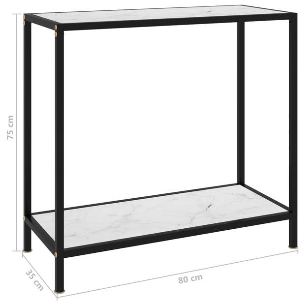 vidaXL Wandtafel 80x35x75 cm gehard glas wit