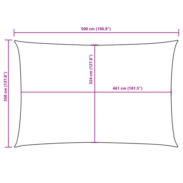 vidaXL Zonnescherm rechthoekig 3,5x5 m oxford stof crèmekleurig