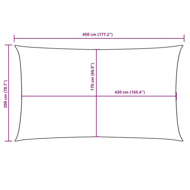 vidaXL Zonnescherm rechthoekig 2x4,5 m oxford stof crèmekleurig