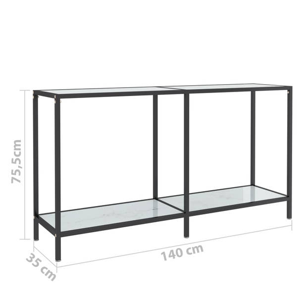 vidaXL Wandtafel 140x35x75,5 cm gehard glas wit