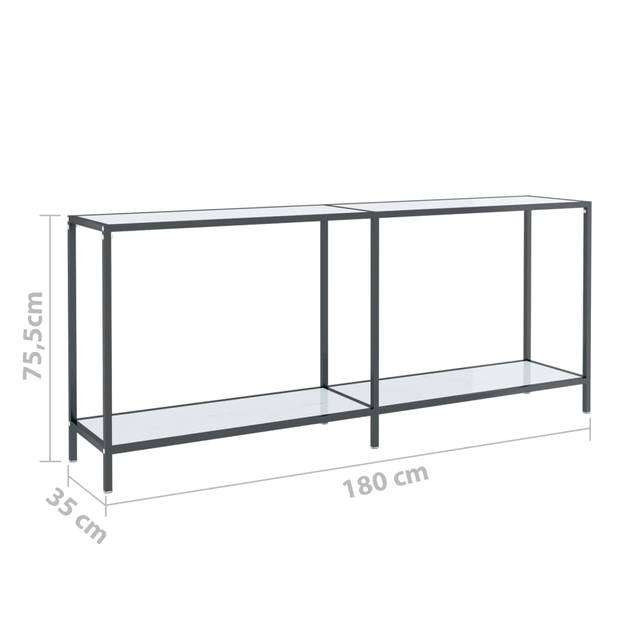 vidaXL Wandtafel 180x35x75,5 cm gehard glas wit