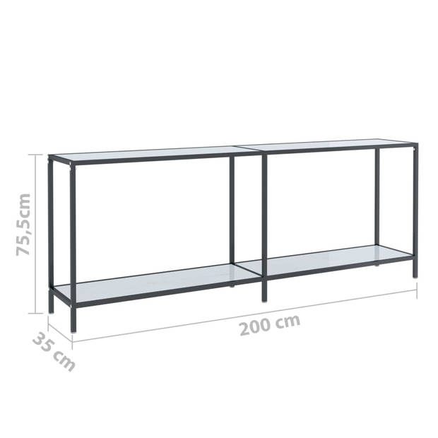 vidaXL Wandtafel 200x35x75,5 cm gehard glas wit