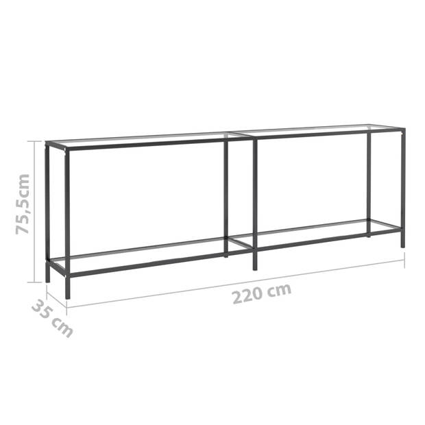 vidaXL Wandtafel 220x35x75,5 cm gehard glas transparant