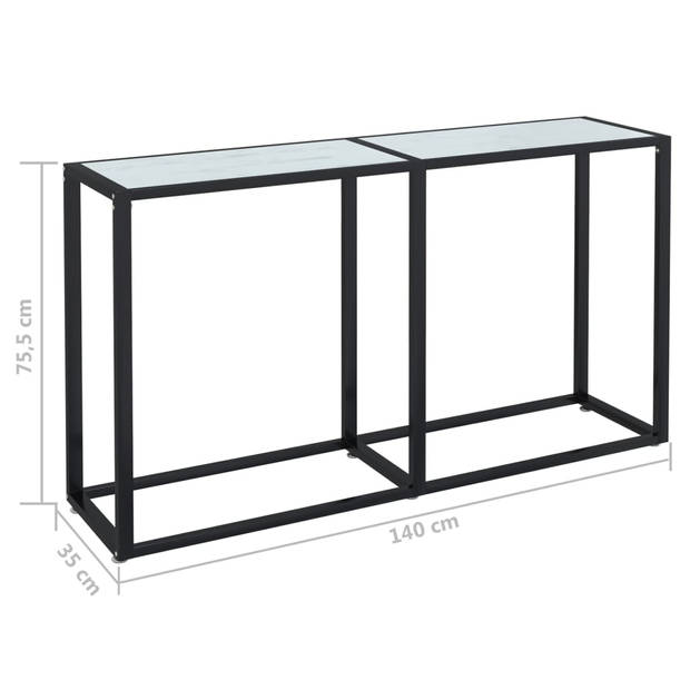 vidaXL Wandtafel 140x35x75,5 cm gehard glas witmarmerkleurig