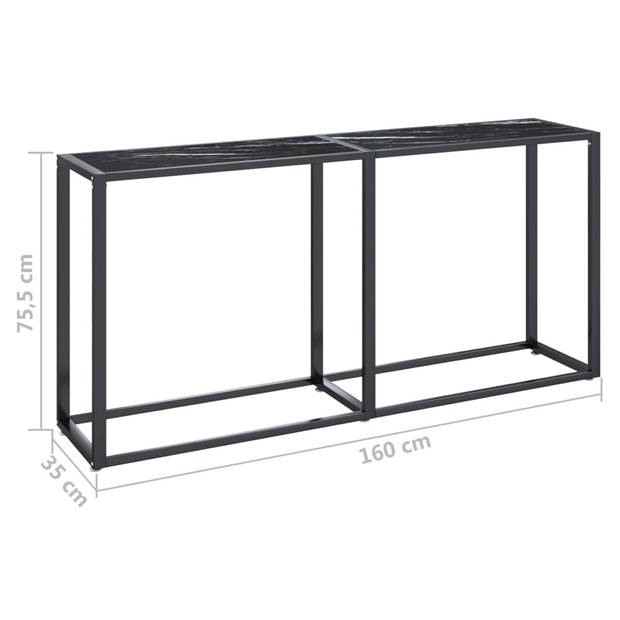 vidaXL Wandtafel 160x35x75,5 cm gehard glas zwartmarmerkleurig