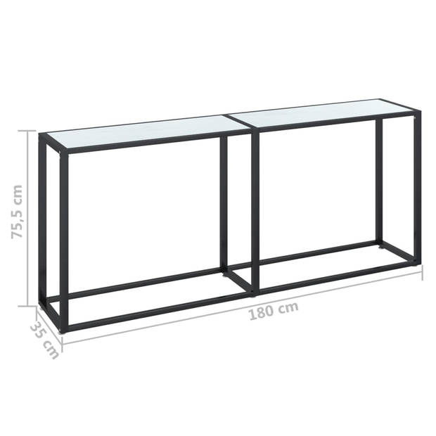 vidaXL Wandtafel 180x35x75,5 cm gehard glas witmarmerkleurig