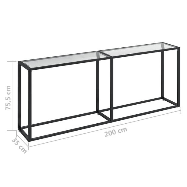 vidaXL Wandtafel 200x35x75,5 cm gehard glas transparant