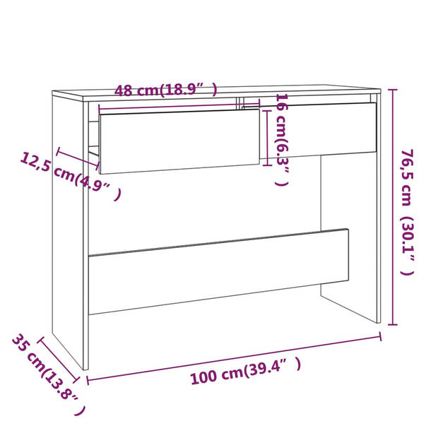 The Living Store Consoletafel - betongrijs - 100 x 35 x 76.5 cm - Montage vereist