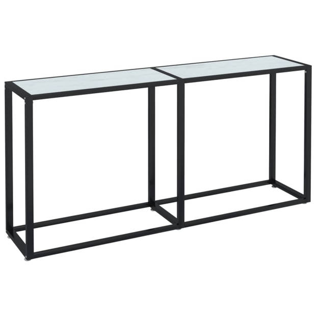 vidaXL Wandtafel 160x35x75,5 cm gehard glas witmarmerkleurig