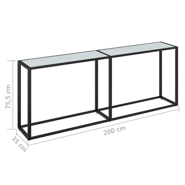 vidaXL Wandtafel 200x35x75,5 cm gehard glas witmarmerkleurig