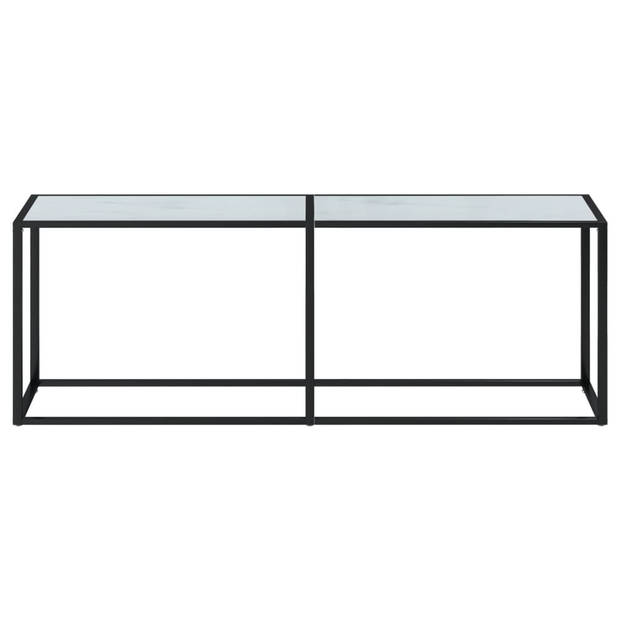 vidaXL Wandtafel 220x35x75,5 cm gehard glas witmarmerkleurig