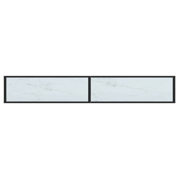 vidaXL Wandtafel 220x35x75,5 cm gehard glas witmarmerkleurig