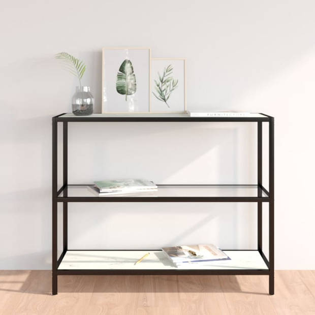 The Living Store Hoekschap s Opbergkast - 100 x 36 x 90 cm - transparant en witmarmer