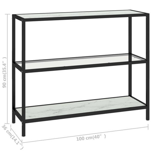 The Living Store Hoekschap s Opbergkast - 100 x 36 x 90 cm - transparant en witmarmer