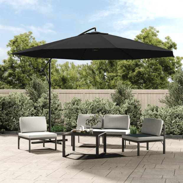 vidaXL Zweefparasol met aluminium paal 350 cm zwart