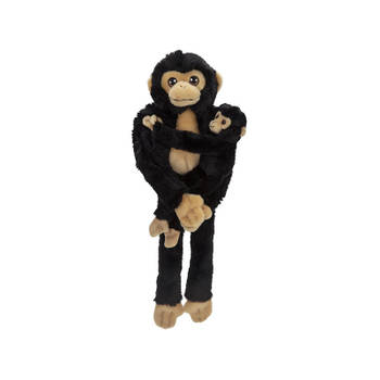Pluche dieren knuffels hangende Chimpansee aap met baby van 48 cm - Knuffeldier
