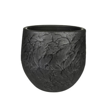 Ter Steege Plantenpot - antiek look - keramiek - zwart - 18 x 16 cm - Plantenpotten