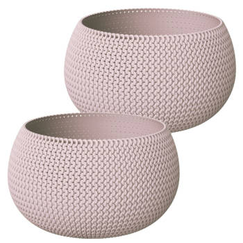 Set van 2x stuks plantenpotten/bloempotten kunststof dia 37 cm en hoogte 22 cm midden roze - Plantenpotten