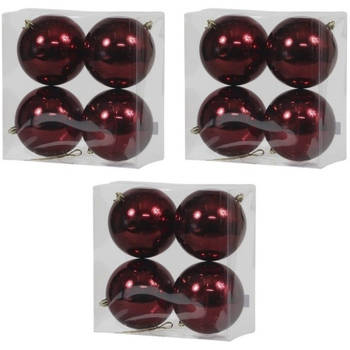 12x Kunststof kerstballen glanzend bordeaux rood 12 cm kerstboom versiering/decoratie - Kerstbal