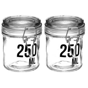 2x stuks inmaakpotten/voorraadpotten 0,25L glas met beugelsluiting - Voorraadpot