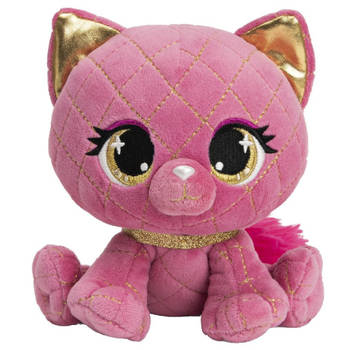 Pluche designer knuffel P-Lushes Pets kat/poes roze 15 cm - Knuffeldier