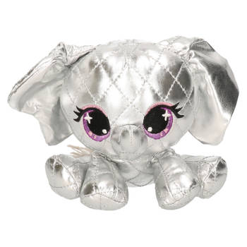 Pluche designer knuffel P-Lushes Pets olifant zilver 16 cm - Knuffeldier