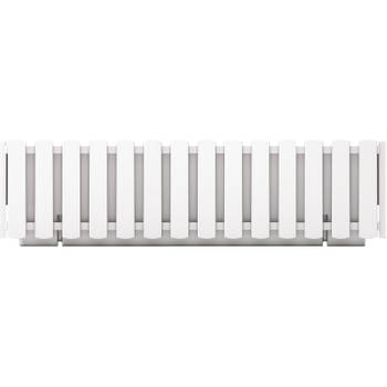 Plantenbak/bloembak Fence look - kunststof - parel wit - 58 x 18 x 16 cm - Plantenpotten