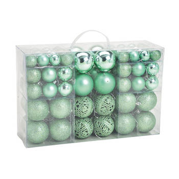 100x stuks kunststof kerstballen mint groen 3, 4 en 6 cm - Kerstbal