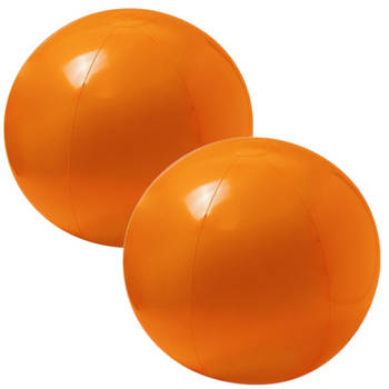 2x stuks opblaasbare strandballen extra groot plastic oranje 40 cm - Strandballen
