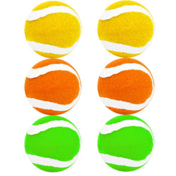 Set van 6x stuks gekleurde premium tennisballen 6,5 cm - Tennisballen