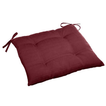 Stoelkussens voor binnen en buiten in de kleur bordeaux rood 40 x 40 x 4 cm - tuinstoelkussens