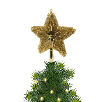 Kerstboom piek/topper ster glitters goud 23 cm - kerstboompieken