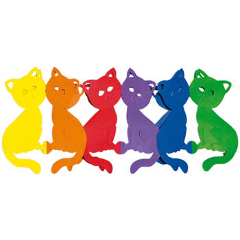 Regenboog verjaardagsslinger katten/poezen 3 meter - Feestslingers